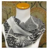 silky black and white scarf