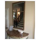 Italian marble half moon entery table/ gilt mirror