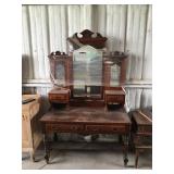 Antique 3 mirrored vanity