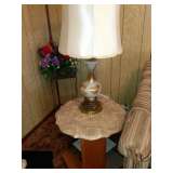 Marble Top end tables and Mid century lamps