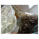 Sterling Antique hand mirror and powder jar