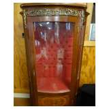 Antique Curved Glass Curio, one pane broken