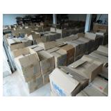 Three car garage full of books, double stacked into 5 rows