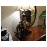 Cast iron Chinese man on mule? lamp