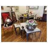 marble top cast iron tables