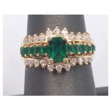 14k BH Effy 1.56 Carat emerald diamond ring