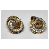14k diamond swirl earrings
