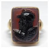 Antique G. Cinni 14k carnelian soldier ring