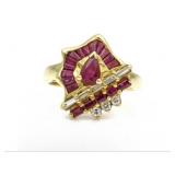 Vintage 18k Ruby diamond Levian ring