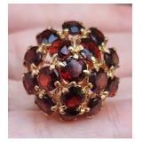 14k Victorian dome garnet cluster ring