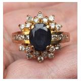 14k effy natural  sapphire diamond ring