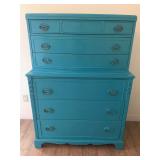 Solid, tall, vintage, hand painted   Chest of drawers.