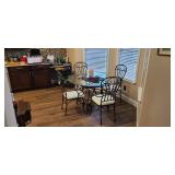 Glass Top and Metal Breakfast Table with 4 Chairs