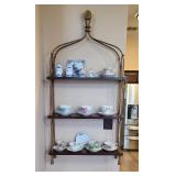 Wrought Iron and Wood Wall Mount Curio Shelf