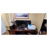 HP Monitors; HP Printer; Computer Speakers; Dale Tiffiny Desk Lamp