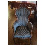 Antique Carved Victorian His /Hers upholstered chairs