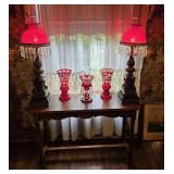 Egermann Ruby Red Cut Etched Glass Vase (2)