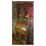 Antique Oak Drop Front Secretary Desk