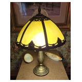 6-Curve Panel Slag Style Glass Table Lamp