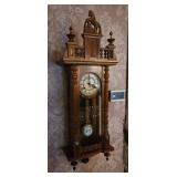 Vintage Regulator Wall Clock Western Prop Walnut-Carved Horse-R & A Pendulum