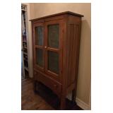 Antique Pie Safe Cupboard 2-dr 1 Drawer w 4 Punched Tin panels