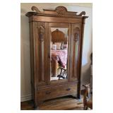 Antique Oak Wardrobe -Mirrored