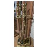 Vintage 5-Tool Brass Fireplace Tool Set