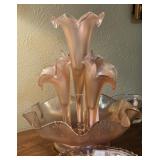 Fenton 75th Anniversary Edition Velva Rose Stretch Glass 5pc Epergne GORGEOUS!!
