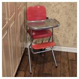 Highchair Metal Tray Red Vinyl Seat MCM