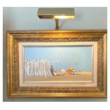 Signed Original Frederick McDuff Oil Painting “Blue and White Tents” with Provenance