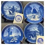 (4) Vintage 1970s Royal Copenhagen Plates Royal Copenhagen 1973 Going Home For Christmas Kai Lange W