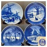 (4) Vintage Berlin/Royal Copenhagen Collector Plates Berlin Design Blue China 1979 Christmas Eve In 
