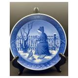 1955 Royal Copenhagen Christmas Plate Blue White Danish Fano Girl Denmark Kai