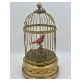 Vintage Singing Bird In Cage Made In France