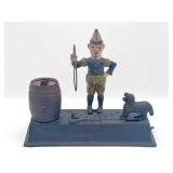 1929 Hubley Trick Dog Cast Iron Bank - Works!