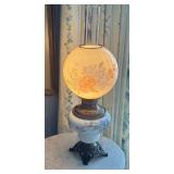 Floral Glass Hurricane Lamp