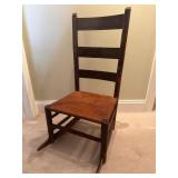 Small Wicker Seat Wooden Rocking Chair