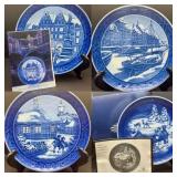 "Christmas at Amagertorv" & (3) 2000s Royal Copenhagen Plates 2002 Royal Copenhagen Plate, "Winter I