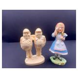 Pewter Painted Alice In Wonderland & Plastic Tweedle Dee And Tweedle Dum