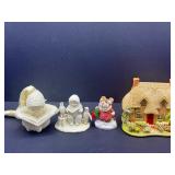 (4) Tiny Figurines Featuring Lilliput Lane & Snowbabies