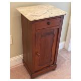 Victorian Style Marble-Top Bedside Cabinet