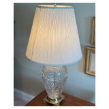 Mid-Century Leaf Motif Cut Crystal Lamp
