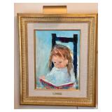 Original Mary Beich Painting “My Books” With Authentication