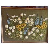 Signed "Field of Daisies" Embroidery by Barbara Elleman