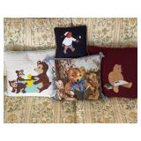 (4) Bear Embroidered Pillows
