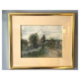Authenticated Original 1993 Watercolor Painting “Le Peuplier Près du Pont” by Bernard Gantner