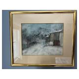 Authenticated 1993 Watercolor Painting “L’Hiver Est La” by Bernard Gantner