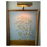 “Birch in the Wind” Crewel Handmade Artwork, Paragon Needlecraft, c.1980 Signed BE