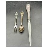 Rolex Spoon, Marthinsen Lemon Fork & Reed & Barton Letter Opener