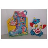 Vintage 2 PC Lot of Paper Cutouts- Woman in Shoe & Clown